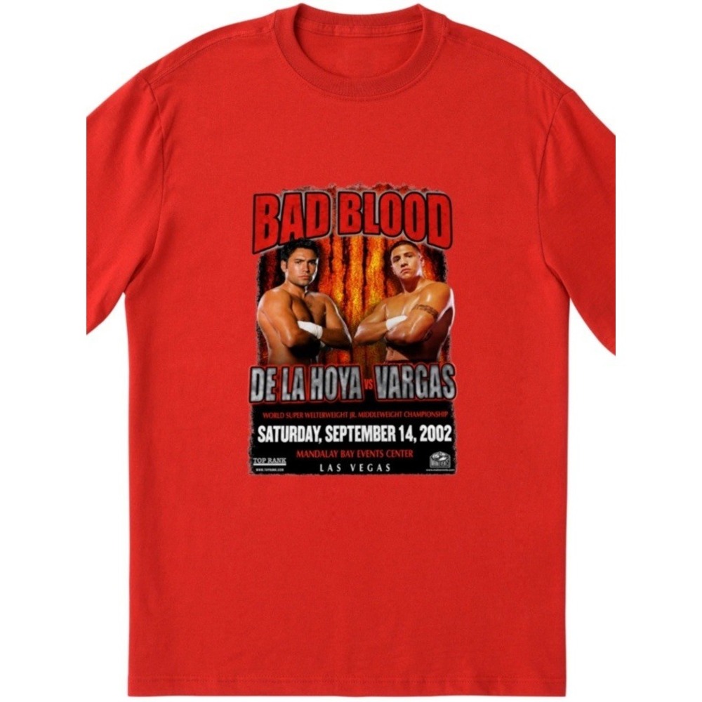 De La Hoya vs Fernando Vargas "Bad Blood" Red T-shirt Unisex Adult 2XL